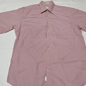 Peter Millar Dress Shirt Gingham Button Up‎ Short Sleeve Men's Size Large